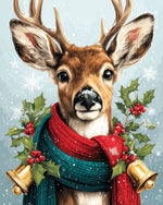 Festive reindeer with holly cross stitch kit for beginners