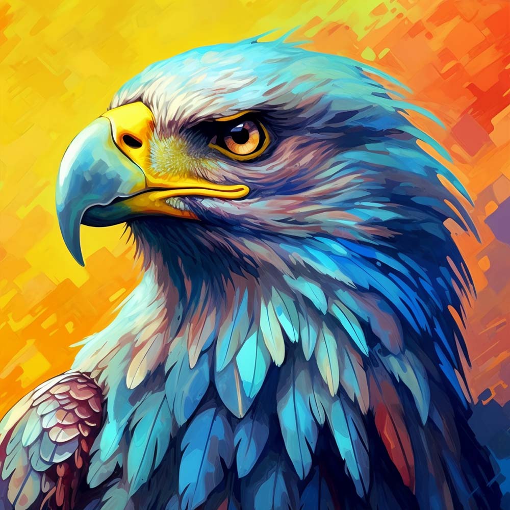 Fierce blue eagle cross stitch kit for beginners