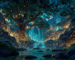Firefly waterfall and ancient tree paint by numbers kit for beginners