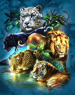 Five great beasts of the jungle cross stitch kit for beginners