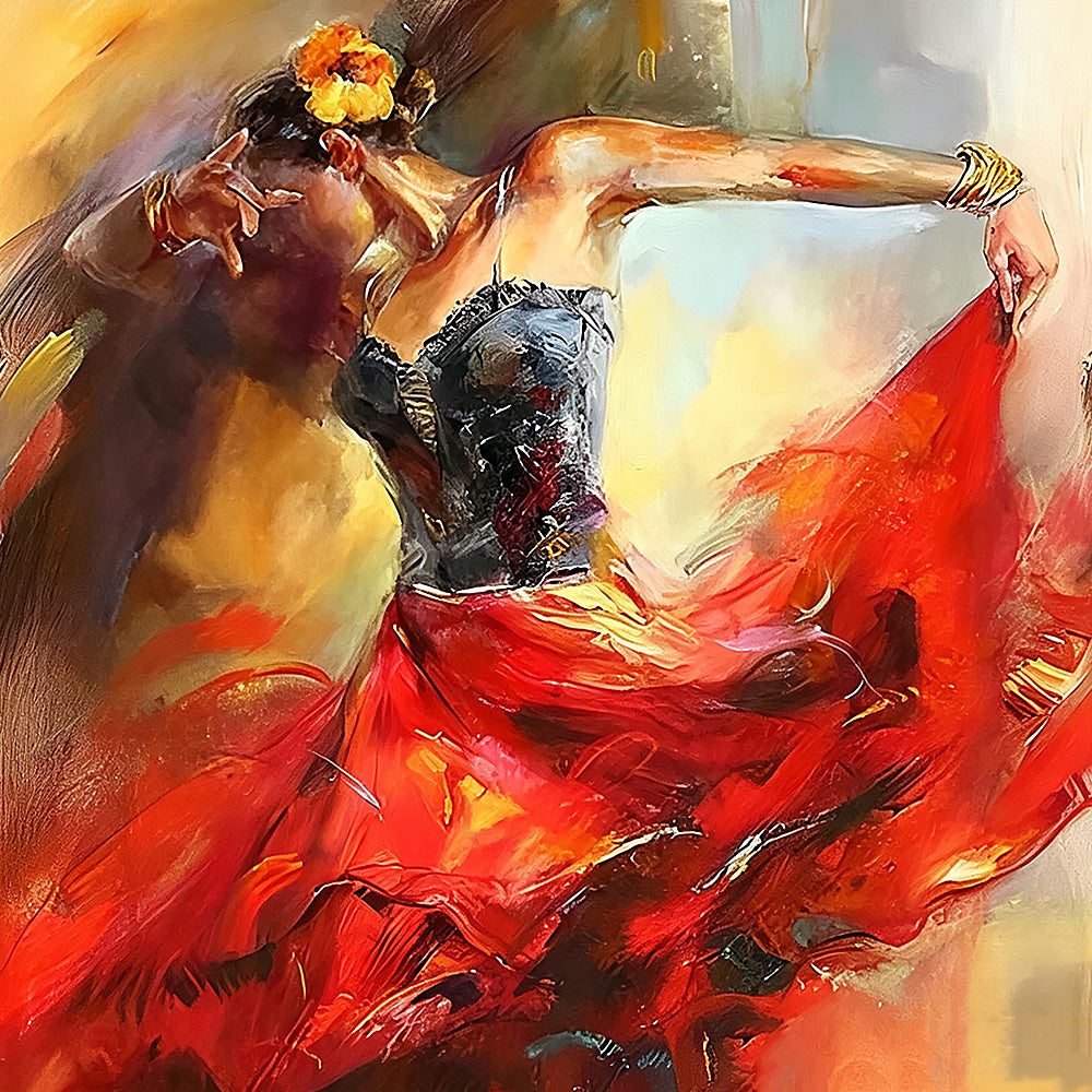 Flamenco dancer in red cross stitch kit for beginners