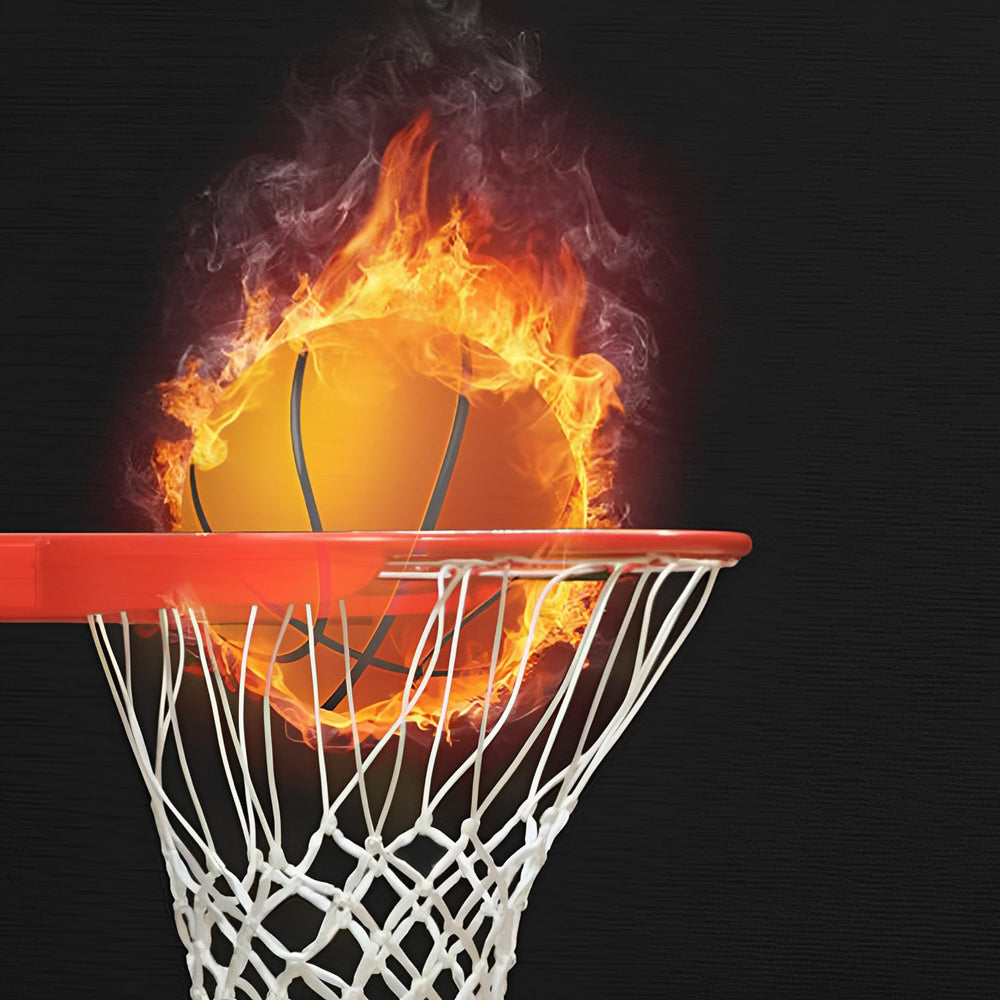Flaming basketball hoop cross stitch kit for beginners