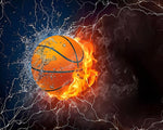 Flaming basketball with water splash paint by numbers kit for beginners