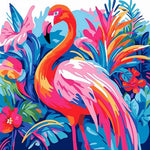 Flamingo in a tropical garden cross stitch kit for beginners