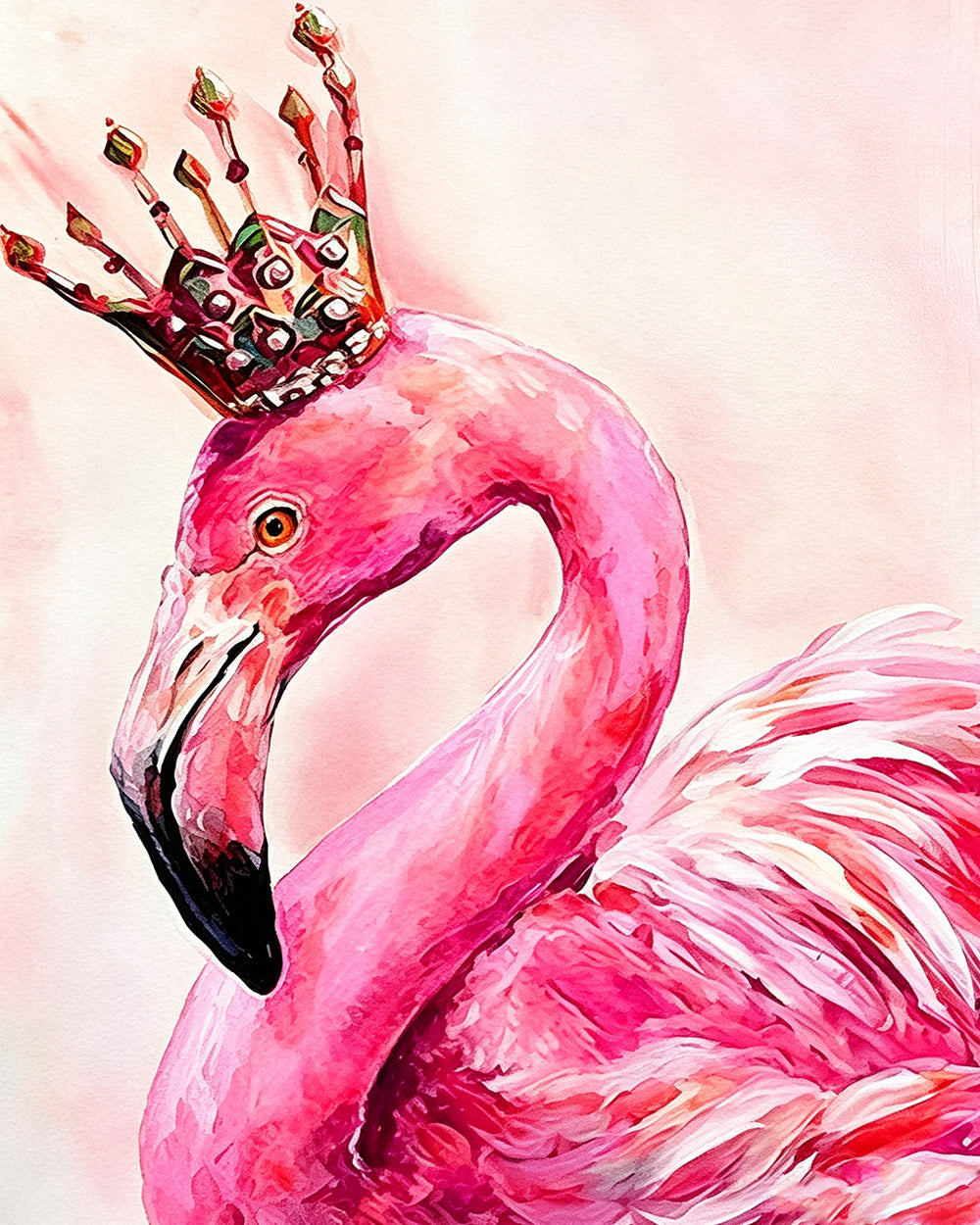 Flamingo with crown cross stitch kit for beginners