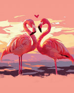 Flamingos in love at sunset cross stitch kit for beginners
