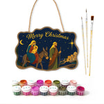 Flight to bethlehem paint by numbers door hanger with paints and brushes