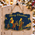 Flight to bethlehem paint by numbers door hanger on a garden gate