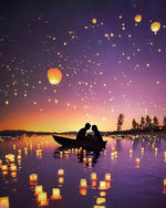 Floating lanterns and couple cross stitch kit for beginners