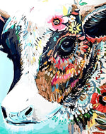 Floral abstract cow head cross stitch kit for beginners