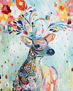 Floral abstract deer paint by numbers kit for beginners