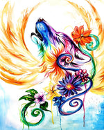 Floral abstract wolf head paint by numbers kit for beginners