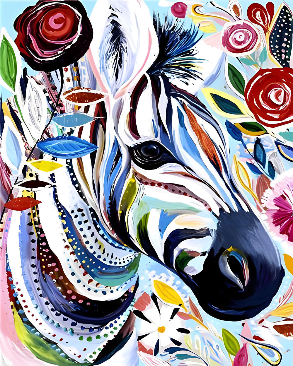 Floral abstract zebra cross stitch kit for beginners