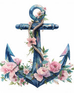 Floral anchor with rope cross stitch kit for beginners