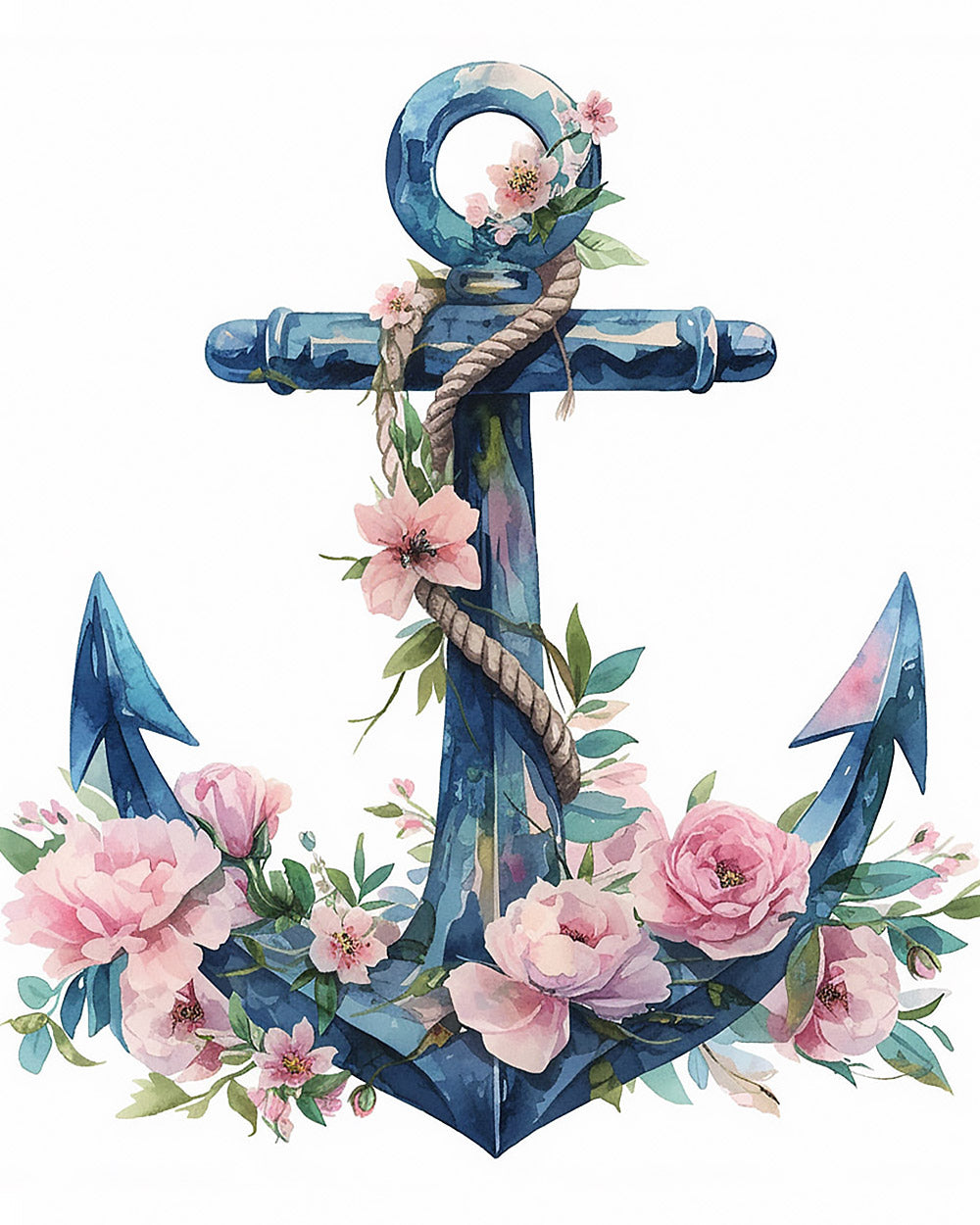 Floral anchor with rope cross stitch kit for beginners