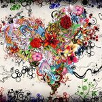 Floral and koi fish heart collage paint by numbers kit for beginners