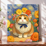 Floral bonnet kitty pearl diamond painting kit for beginners