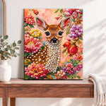 Finished floral deer charm pearl diamond painting artwork displayed as home decor