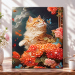 Floral ginger cat pearl diamond painting kit for beginners