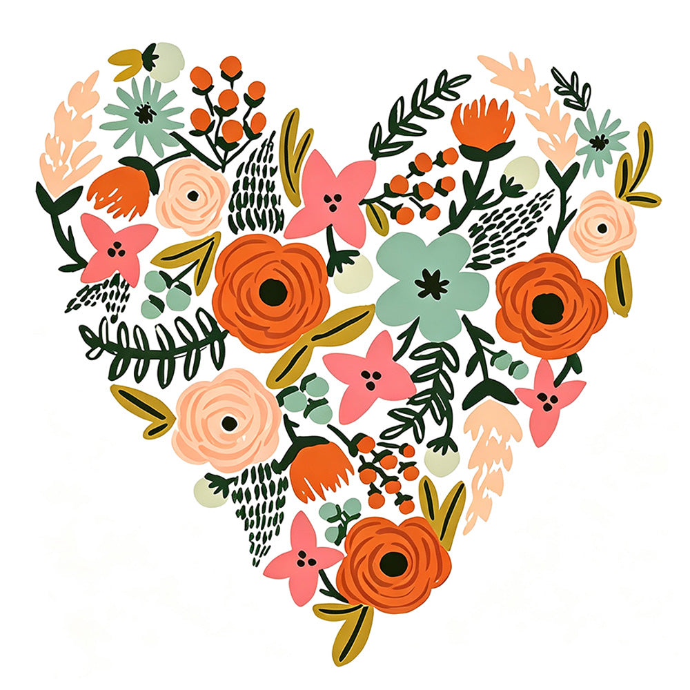 Floral heart illustration cross stitch kit for beginners