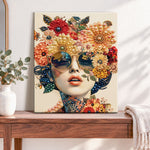 Finished floral pearl portrait pearl diamond painting artwork displayed as home decor