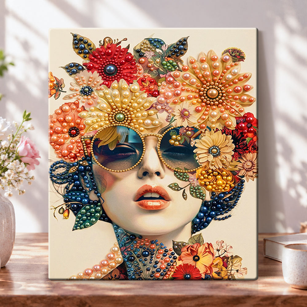 Floral pearl portrait pearl diamond painting kit for beginners