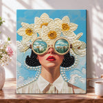 Floral retro portrait pearl diamond painting kit for beginners