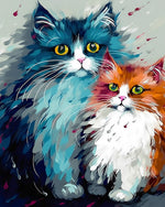 Fluffy blue and orange cats cross stitch kit for beginners