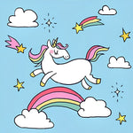 Flying unicorn with shooting stars cross stitch kit for beginners