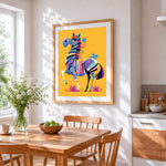 Folk art colourful zebra paint by numbers artwork displayed on wall as home decor