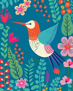 Folk art hummingbird and floral pattern cross stitch kit for beginners