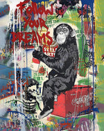 Follow your dreams graffiti chimpanzee cross stitch kit for beginners