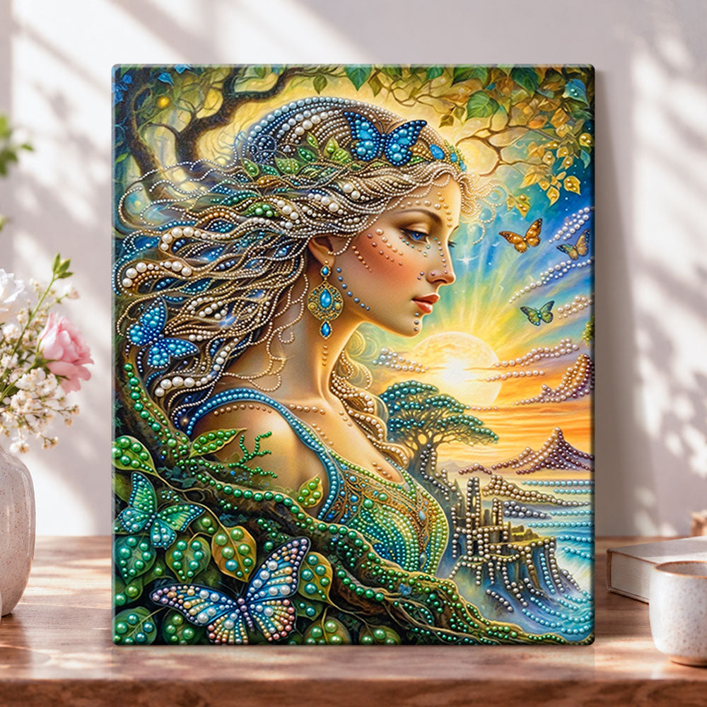 Forest butterfly maiden pearl diamond painting kit for beginners
