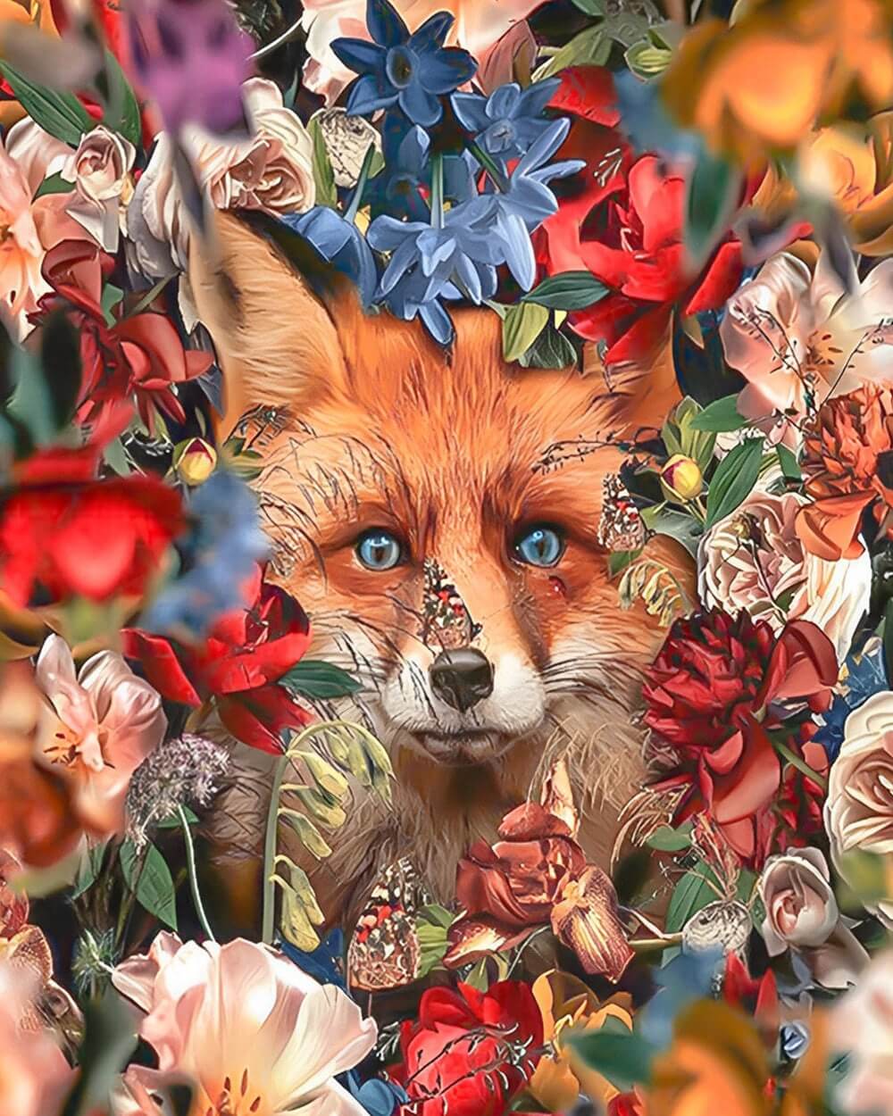 Fox in a floral wonderland cross stitch kit for beginners