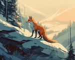 Fox on a snowy mountain ledge paint by numbers kit for beginners