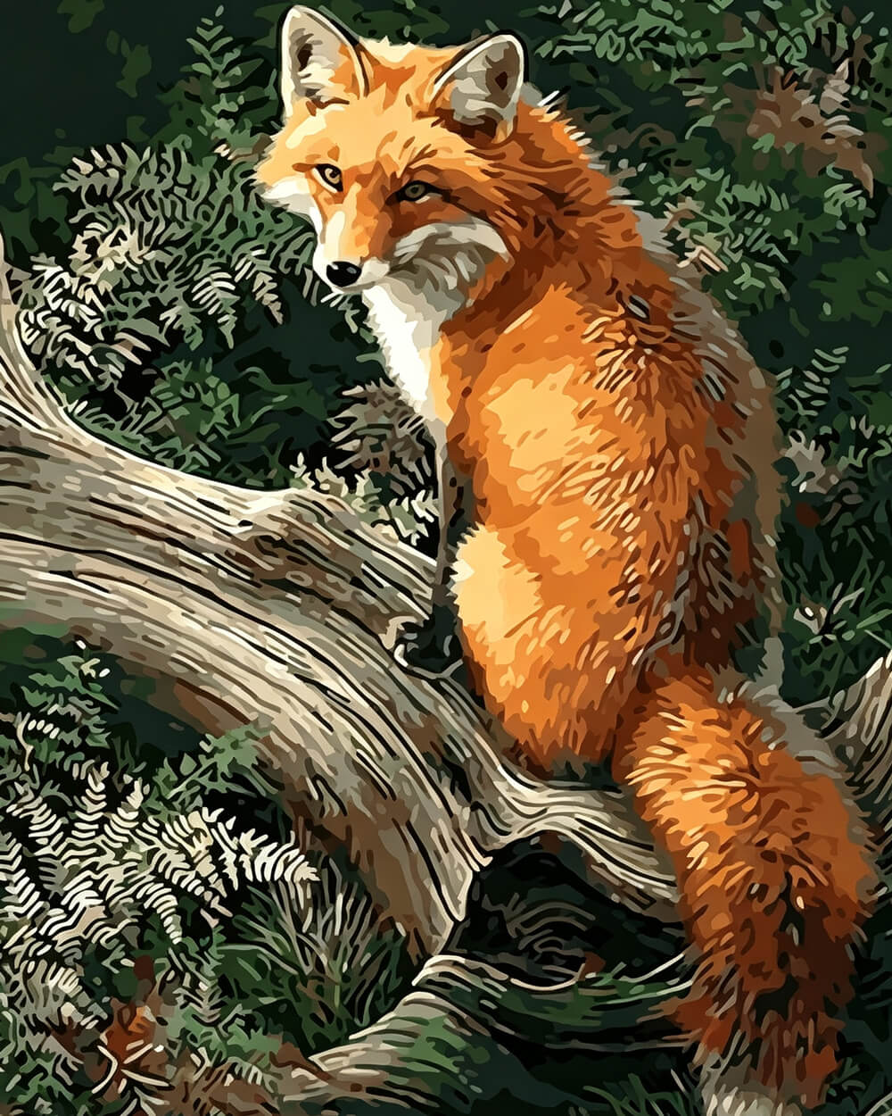 Fox on a tree branch cross stitch kit for beginners