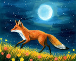Fox walking under the moonlight paint by numbers kit for beginners