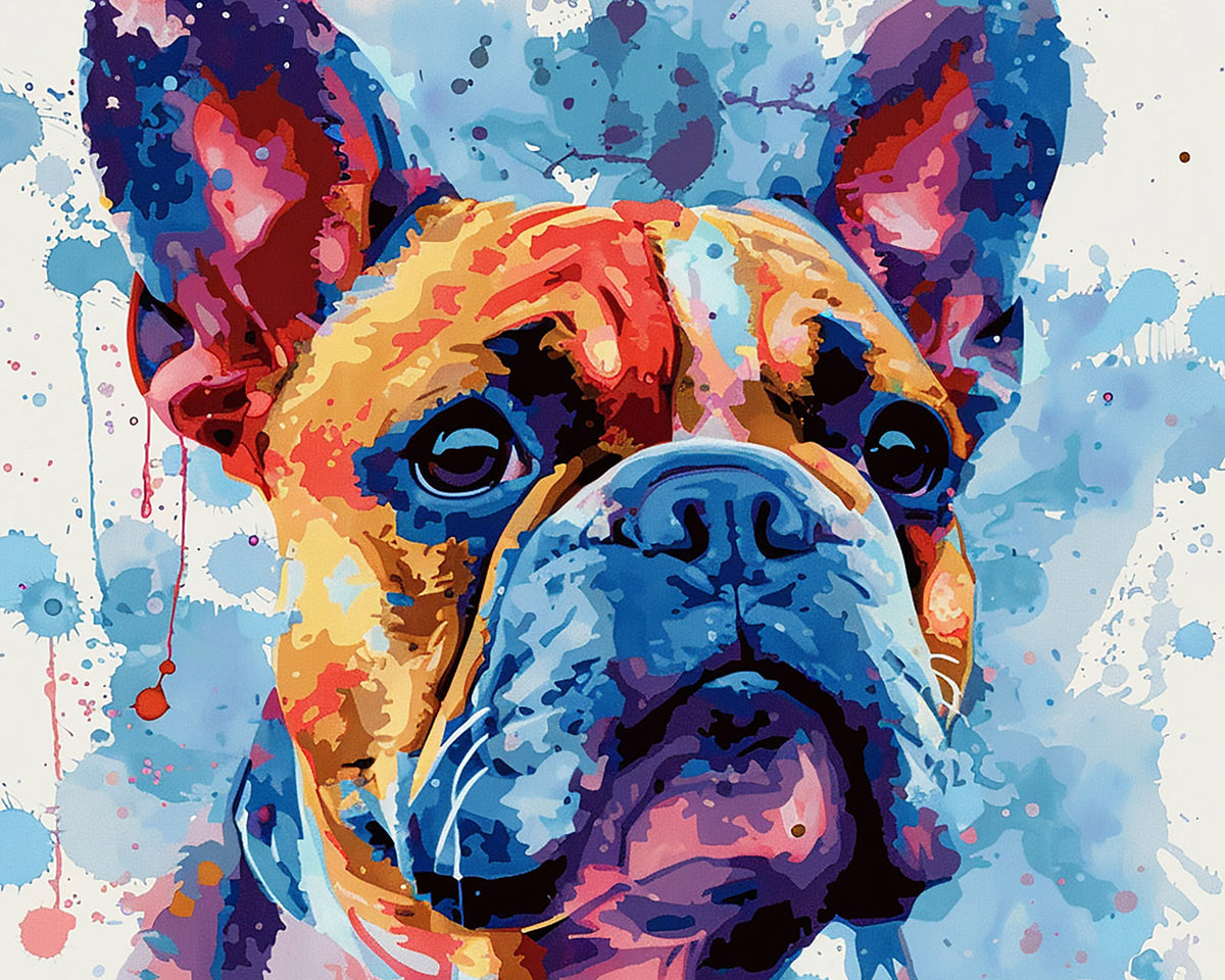 French bulldog watercolour art cross stitch kit for beginners