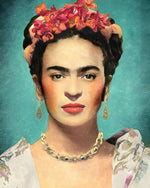 Frida kahlo portrait with flowers cross stitch kit for beginners