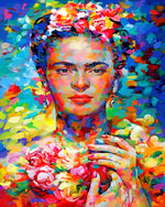 Frida kahlo with flowers cross stitch kit for beginners