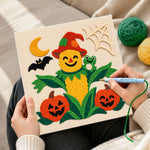 Creating handmade friendly corn scarecrow punch needle artwork