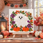 Friendly ghost sea glass art kit displayed as seasonal home decor