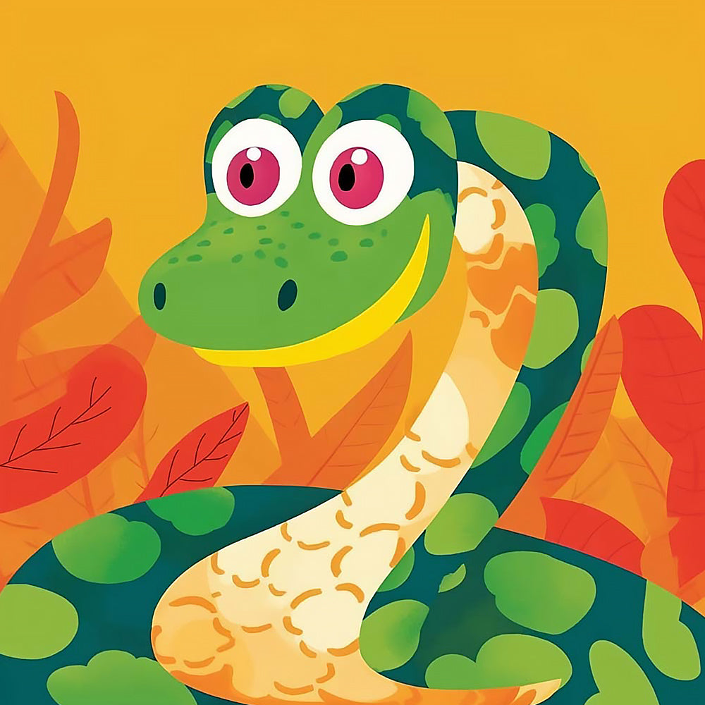Friendly smiling snake cross stitch kit for beginners