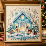Frozen christmas cottage pearl diamond painting kit for beginners
