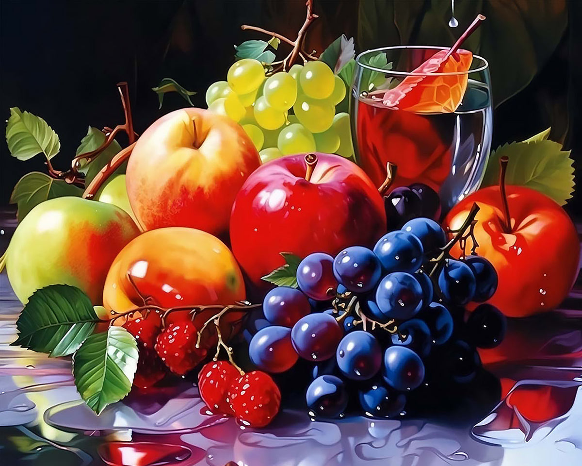 Fruit and wine glass paint by numbers kit for beginners