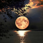 Full moon over tranquil lake cross stitch kit for beginners