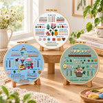 Fun embroidery practice samples embroidery kit finished hoop displayed on a wooden stand as cozy tabletop decor
