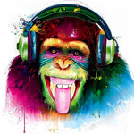 Funky chimpanzee with tongue out cross stitch kit for beginners