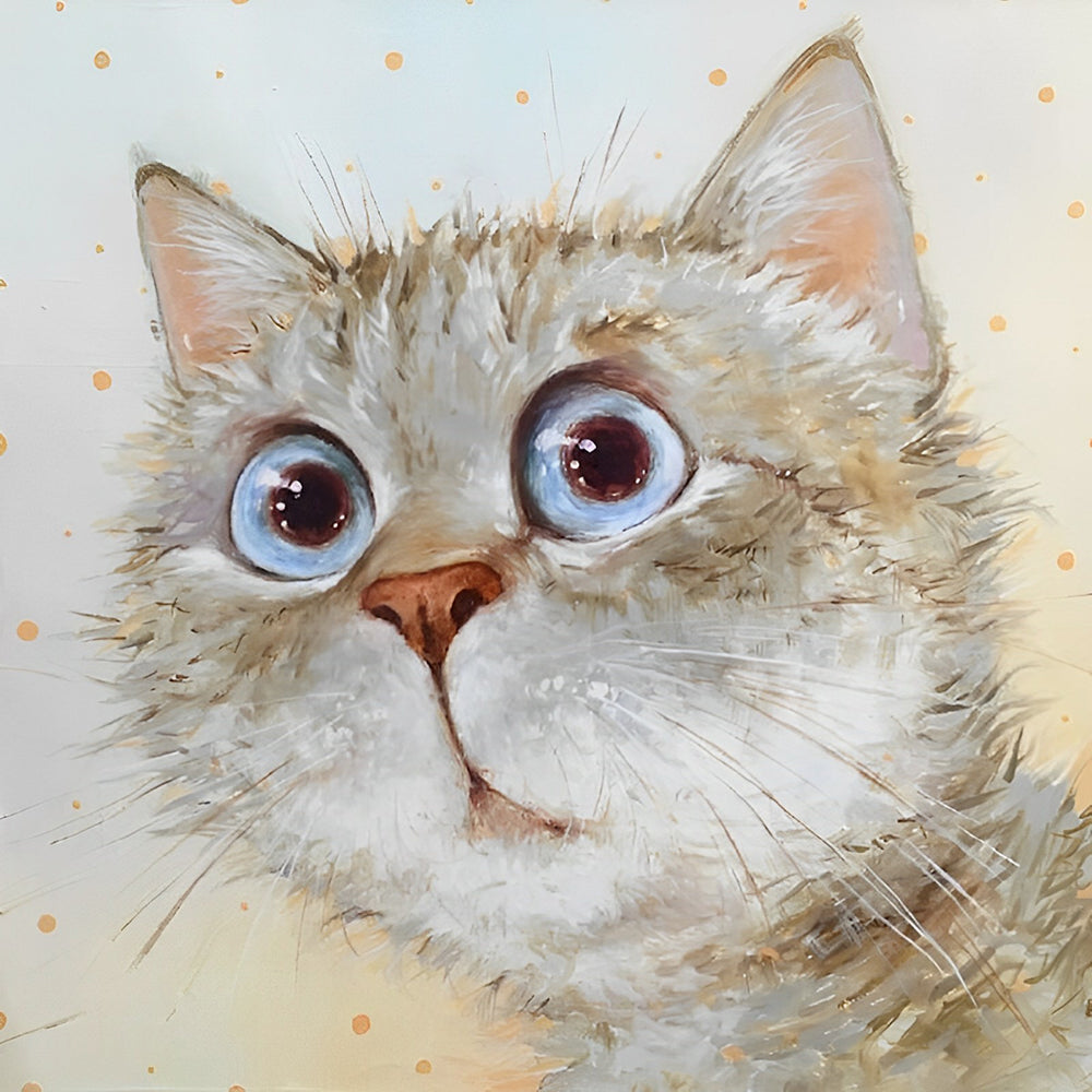 Funny big eyed kitten cross stitch kit for beginners