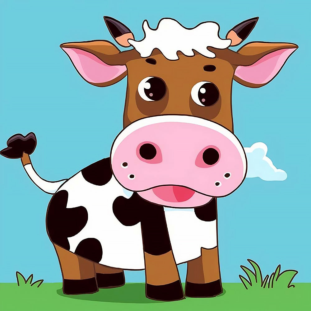 Funny cartoon cow cross stitch kit for beginners
